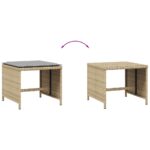 Tabourets de jardin et coussins lot de 4 mélange beige rotin – Image 5