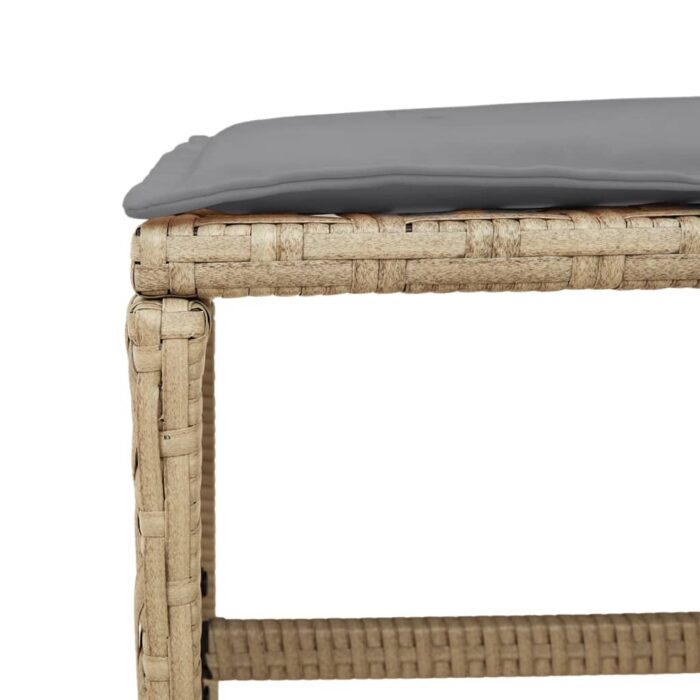 Tabourets de jardin et coussins lot de 4 mélange beige rotin – Image 6