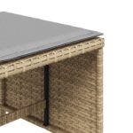 Tabourets de jardin et coussins lot de 4 mélange beige rotin – Image 7