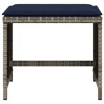 Tabourets de jardin avec coussins lot de 4 gris résine tressée – Image 3