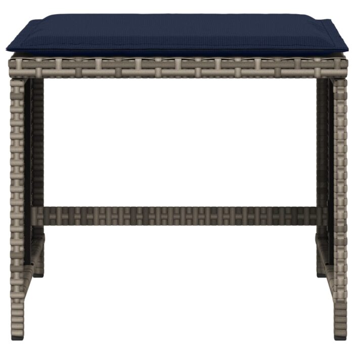 Tabourets de jardin avec coussins lot de 4 gris résine tressée – Image 3