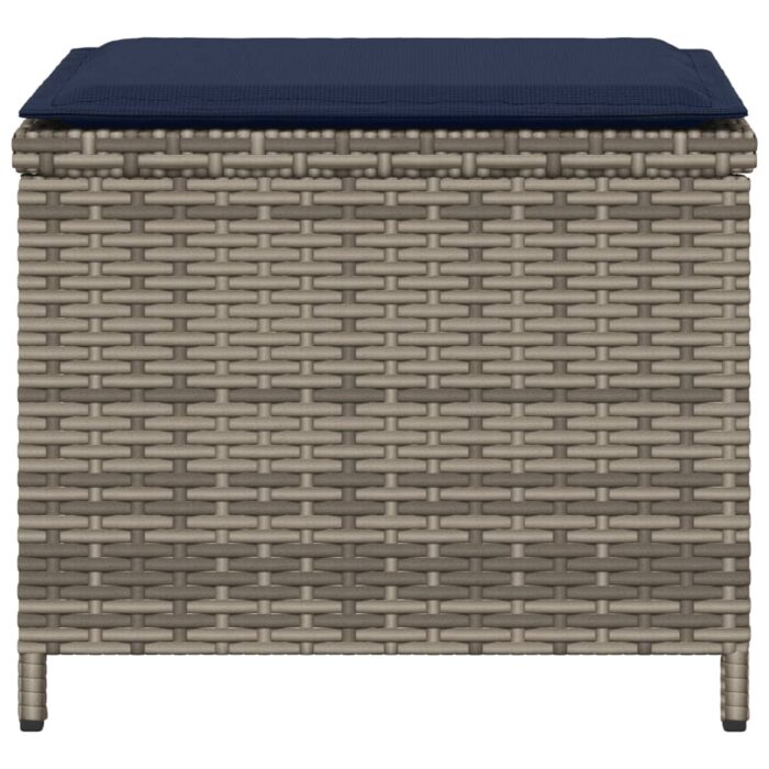 Tabourets de jardin avec coussins lot de 4 gris résine tressée – Image 4