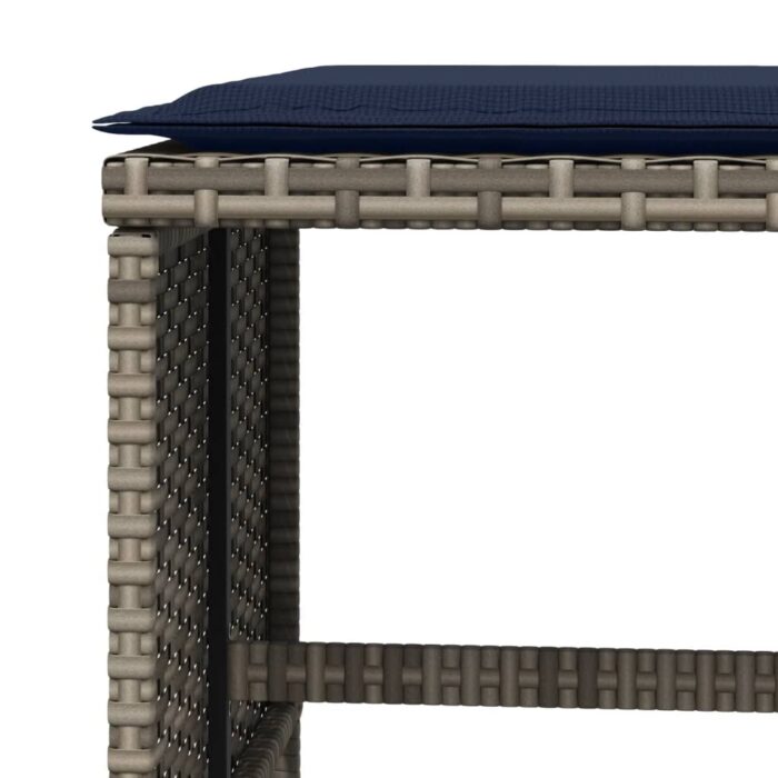 Tabourets de jardin avec coussins lot de 4 gris résine tressée – Image 6