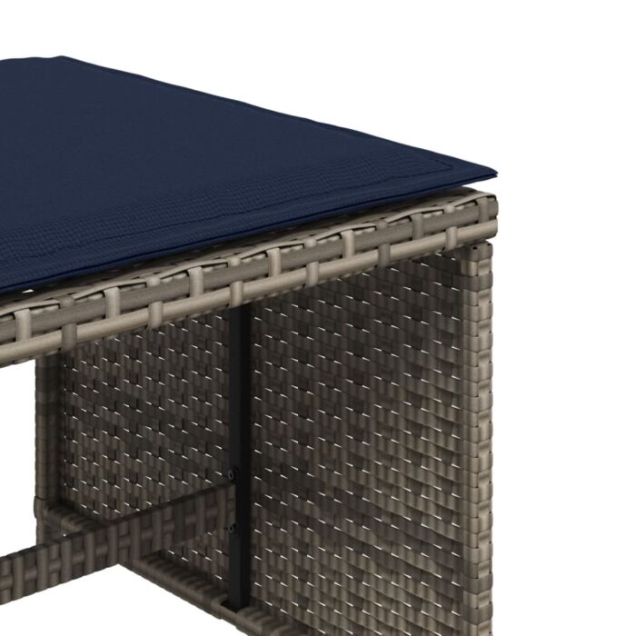 Tabourets de jardin avec coussins lot de 4 gris résine tressée – Image 7