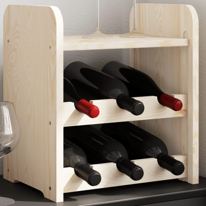 Casier à vin avec panneau supérieur 33x25x37 cm bois pin massif – Image 1