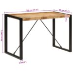 Table à manger 120x55x76 cm bois de manguier massif brut – Image 7