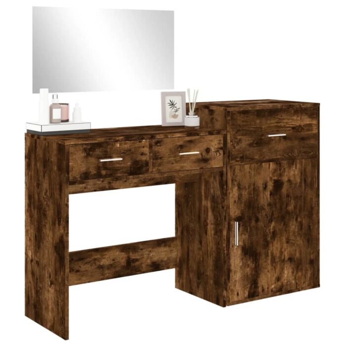 Ensemble de coiffeuse 3 pcs chêne fumé bois d'ingénierie – Image 2