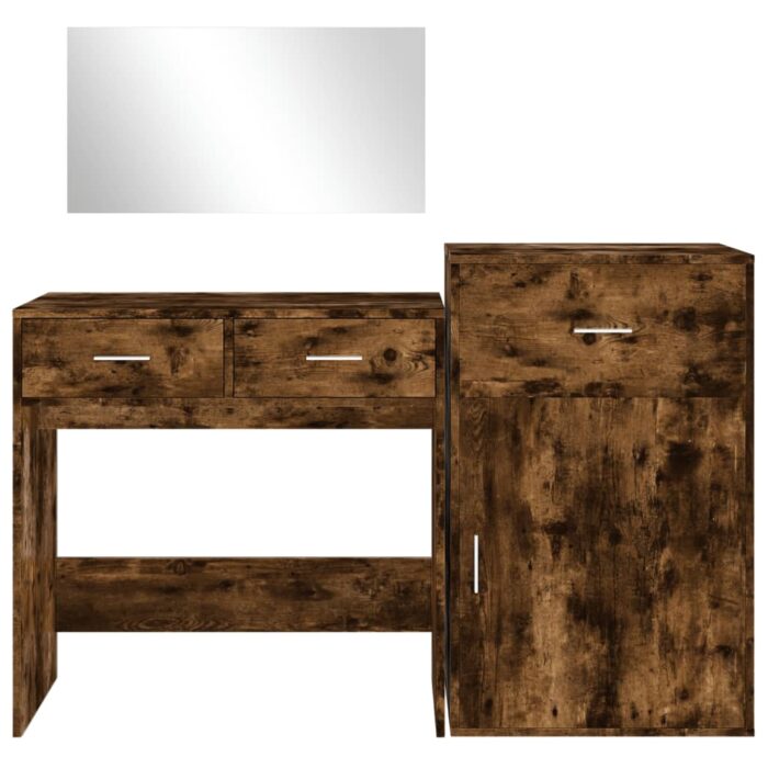 Ensemble de coiffeuse 3 pcs chêne fumé bois d'ingénierie – Image 3