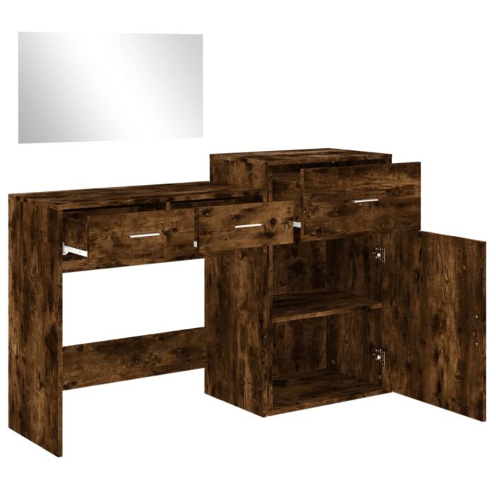 Ensemble de coiffeuse 3 pcs chêne fumé bois d'ingénierie – Image 6