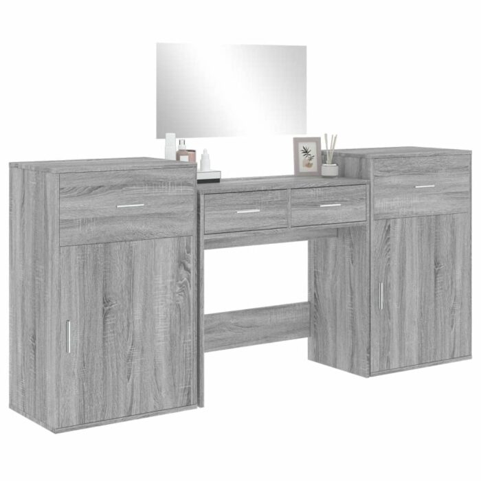 Ensemble de coiffeuse 4 pcs sonoma gris bois d'ingénierie – Image 2