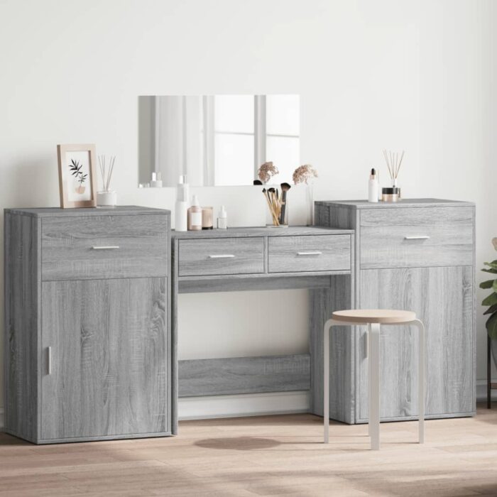 Ensemble de coiffeuse 4 pcs sonoma gris bois d'ingénierie – Image 1