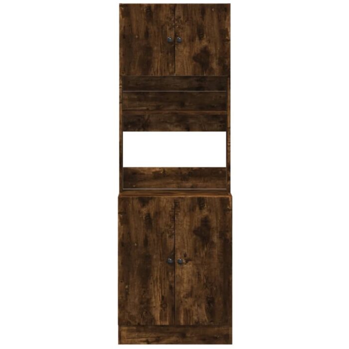 Armoire de cuisine chêne fumé 60x50x180 cm bois d'ingénierie – Image 2