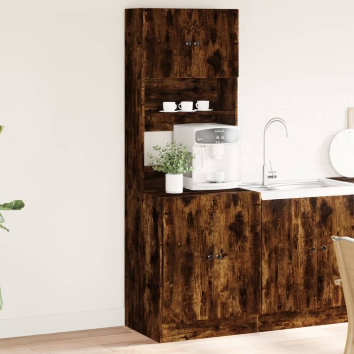 Armoire de cuisine chêne fumé 60x50x180 cm bois d'ingénierie – Image 1