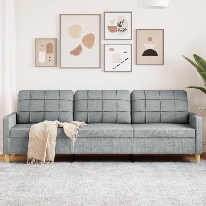 Canapé à 3 places Gris clair 210 cm Tissu – Image 1