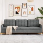 Canapé à 3 places Gris foncé 210 cm Tissu