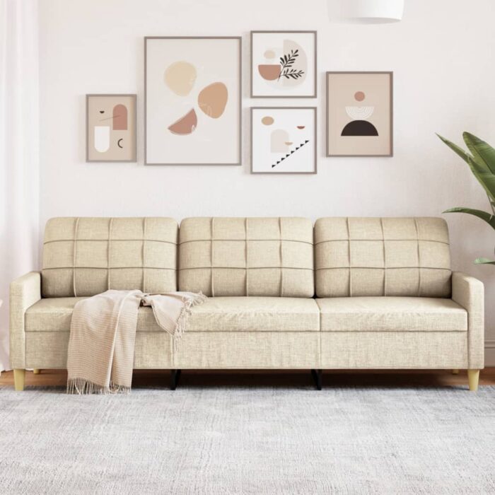 Canapé à 3 places Crème 210 cm Tissu – Image 1