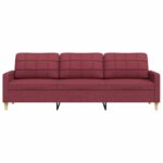 Canapé à 3 places Rouge bordeaux 210 cm Tissu – Image 2