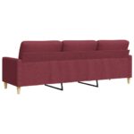 Canapé à 3 places Rouge bordeaux 210 cm Tissu – Image 4