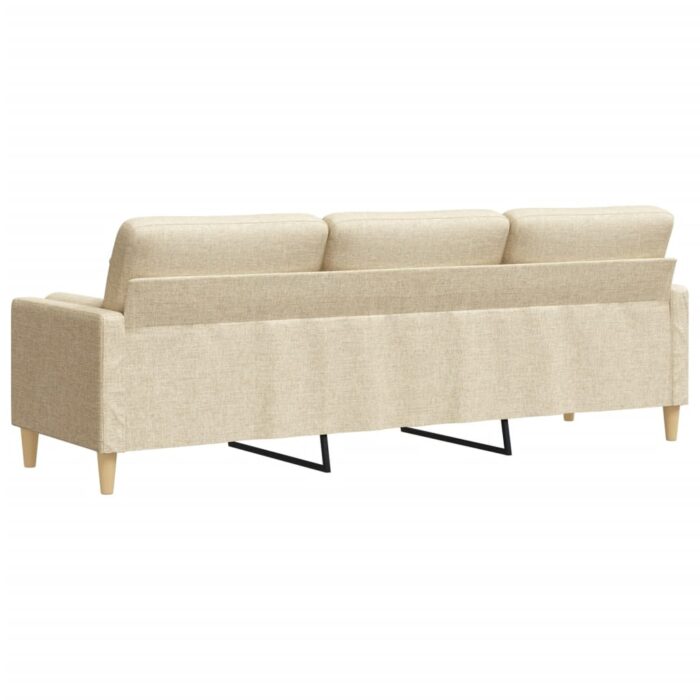 Canapé 3 places avec oreillers décoratifs crème 210 cm tissu – Image 3
