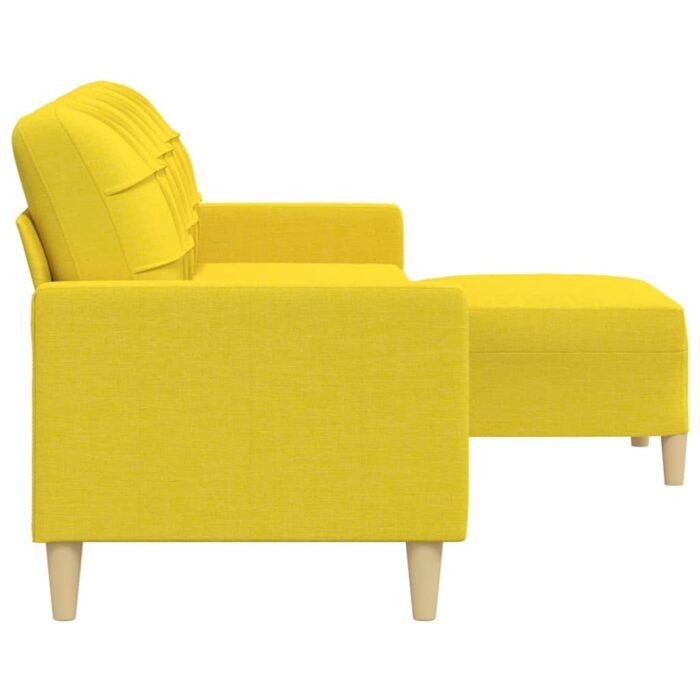 Canapé à 3 places avec repose-pieds Jaune clair 210 cm Tissu – Image 2