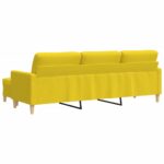 Canapé à 3 places avec repose-pieds Jaune clair 210 cm Tissu – Image 3