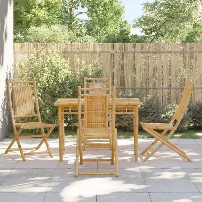 Chaises pliables de jardin lot de 4 46x66x99 cm bambou – Image 1