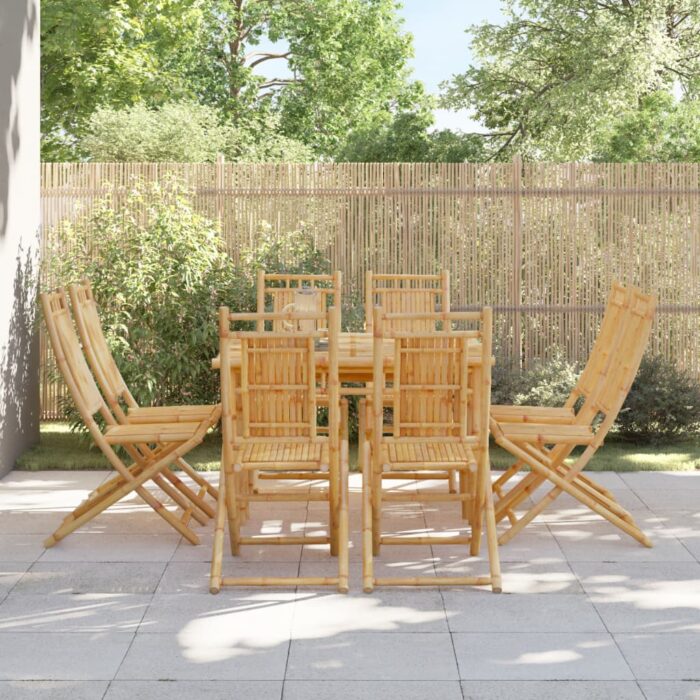 Chaises pliables de jardin lot de 8 46x66x99 cm bambou – Image 1