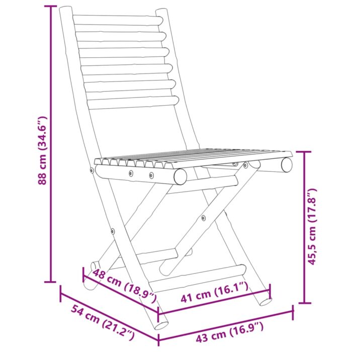 Chaises pliables de jardin lot de 6 43x54x88 cm bambou – Image 7