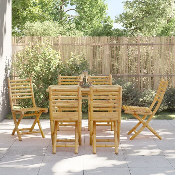 Chaises pliables de jardin lot de 6 43x54x88 cm bambou – Image 1