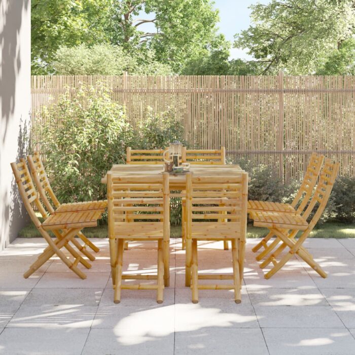 Chaises pliables de jardin lot de 8 43x54x88 cm bambou – Image 1