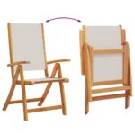 Chaises pliables de jardin lot de 4 bois d'acacia et textilène – Image 2