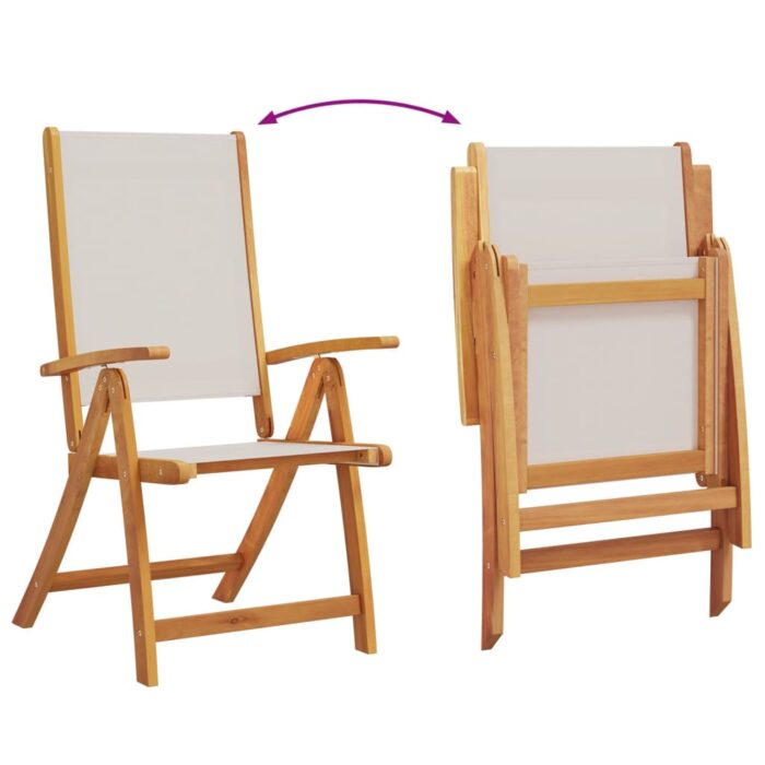 Chaises pliables de jardin lot de 6 bois d'acacia et textilène – Image 2