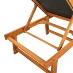 Chaises longues lot de 2 noir bois d'acacia solide et textilène – Image 5