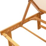 Chaises longues lot de 2 table crème bois d'acacia et textilène – Image 4