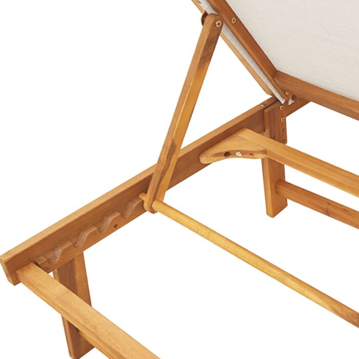 Chaises longues lot de 2 table gris bois d'acacia et textilène – Image 5