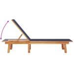 Chaises longues lot de 2 table bleu bois d'acacia et textilène – Image 3