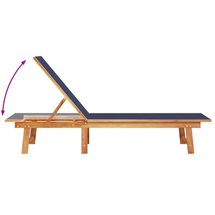 Chaises longues lot de 2 table bleu bois d'acacia et textilène – Image 3