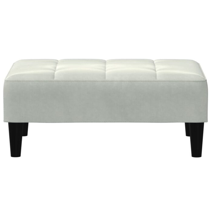 Repose-pied gris clair 77x55x31 cm velours – Image 2