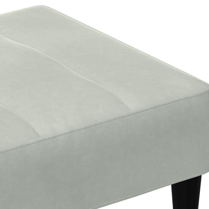 Repose-pied gris clair 77x55x31 cm velours – Image 4