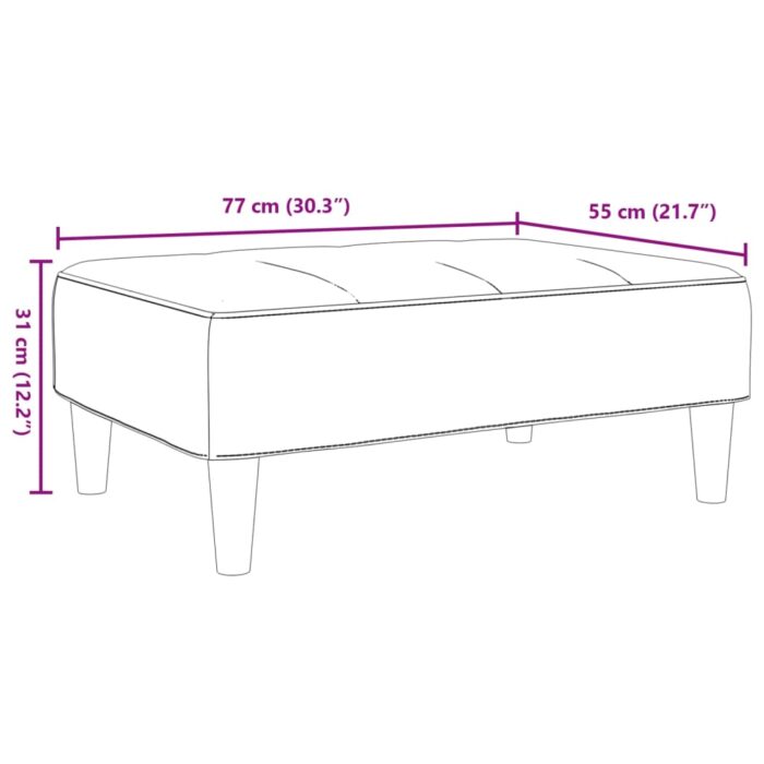 Repose-pied gris clair 77x55x31 cm velours – Image 6