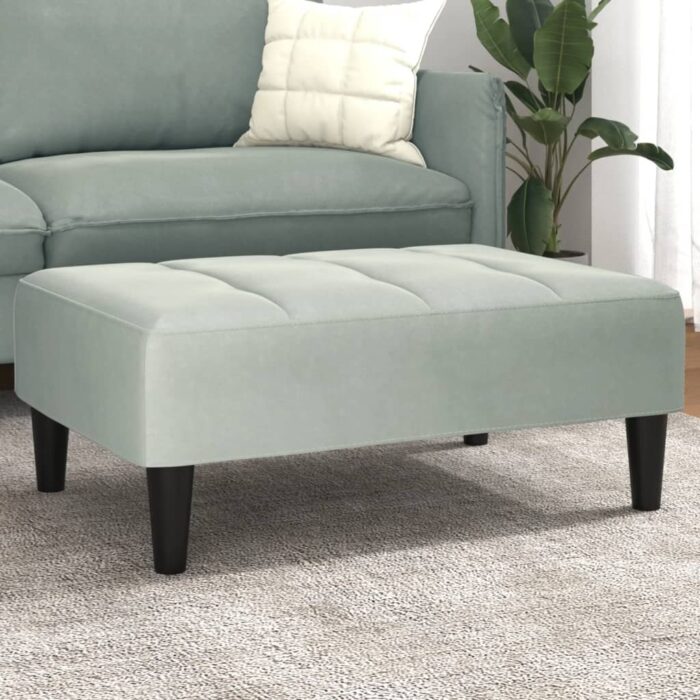 Repose-pied gris clair 77x55x31 cm velours – Image 1