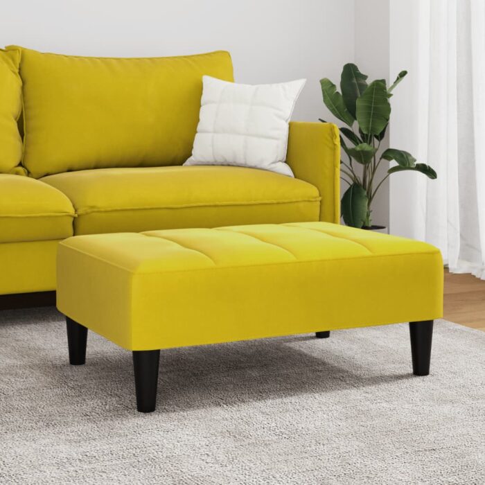 Repose-pied jaune 77x55x31 cm velours – Image 1