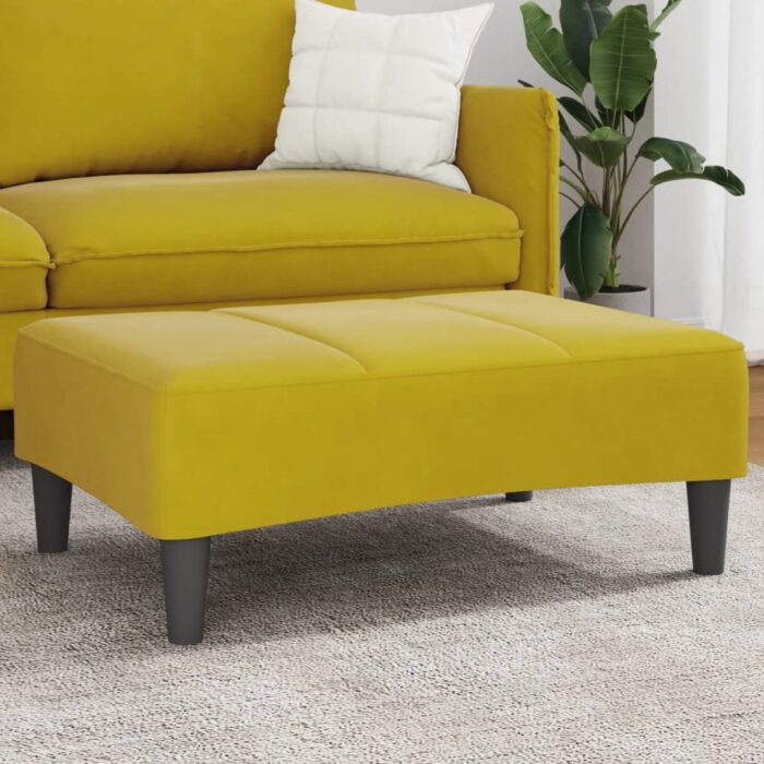 Repose-pied jaune 77x55x31 cm velours – Image 1