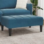 Repose-pied bleu 77x55x31 cm velours
