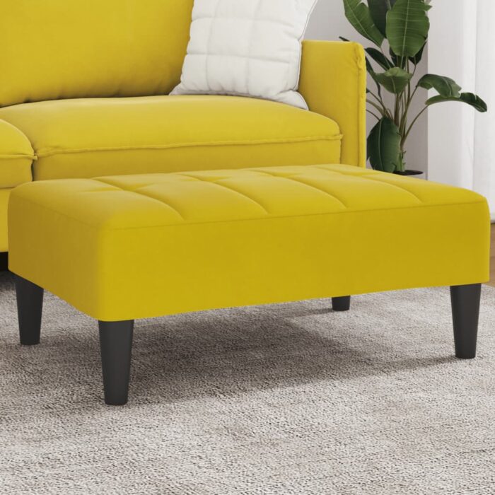 Repose-pied jaune 77x55x31 cm velours – Image 1