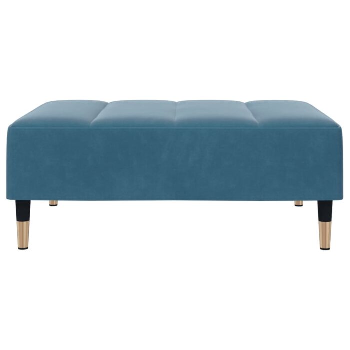 Repose-pied bleu 77x55x31 cm velours – Image 2
