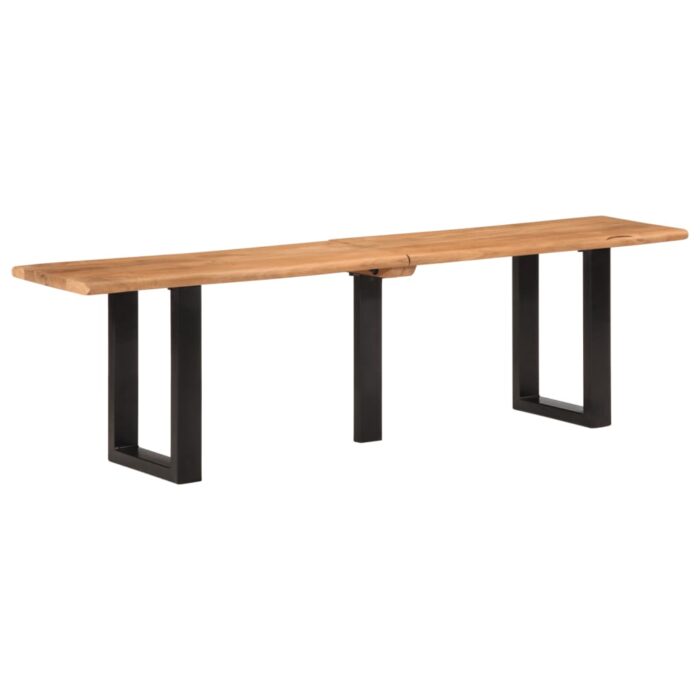 Banc 160 cm bois d'acacia massif et acier – Image 1