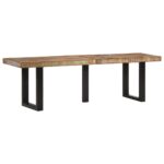 Banc 160 cm bois de récupération massif et acier – Image 10
