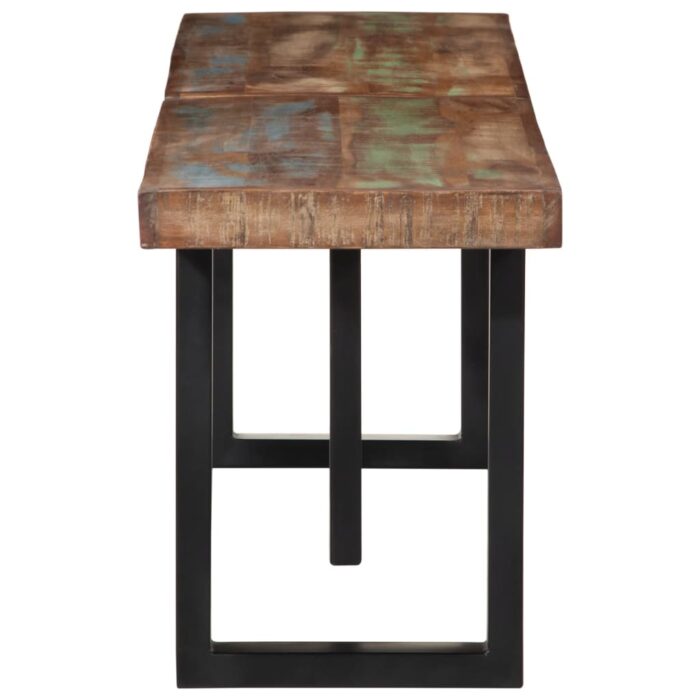 Banc 160 cm bois de récupération massif et acier – Image 2