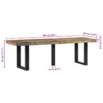 Banc 160 cm bois de récupération massif et acier – Image 8